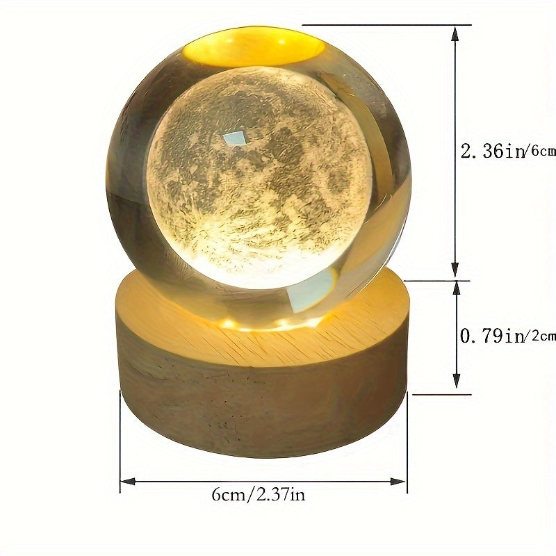 3D stereo crystal ball night light, perfect Valentine's Day or birthday gift with monochrome warm light.