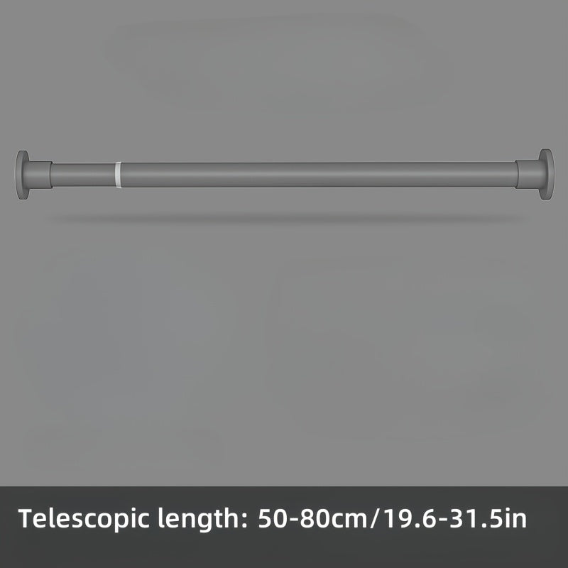 Регулируемая металлическая телескопическая штанга с пружиной для легкой установки натяжения и поддержки от тяжести. Подходит для душевых занавесок, оконных штор, римских штанг и гардеробов. Имеет конструкцию без сверления.