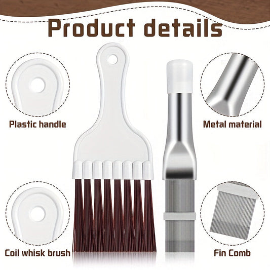 Stainless Steel Radiator Cleaning Brush Set - Durable HVAC Maintenance Tool Kit for Improving AC Efficiency with 2 Piece Air Conditioner Condenser Fin Combs