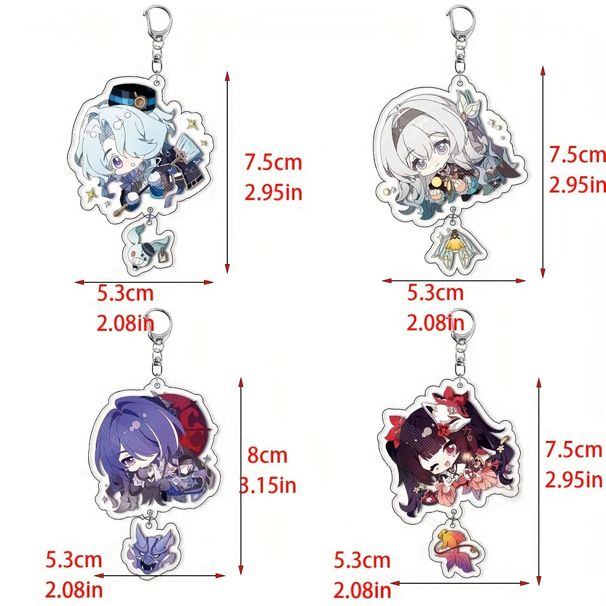 Set of 4 Anime Acrylic Keychains - Adorable Bag Charms, Stylish Women's Accessory