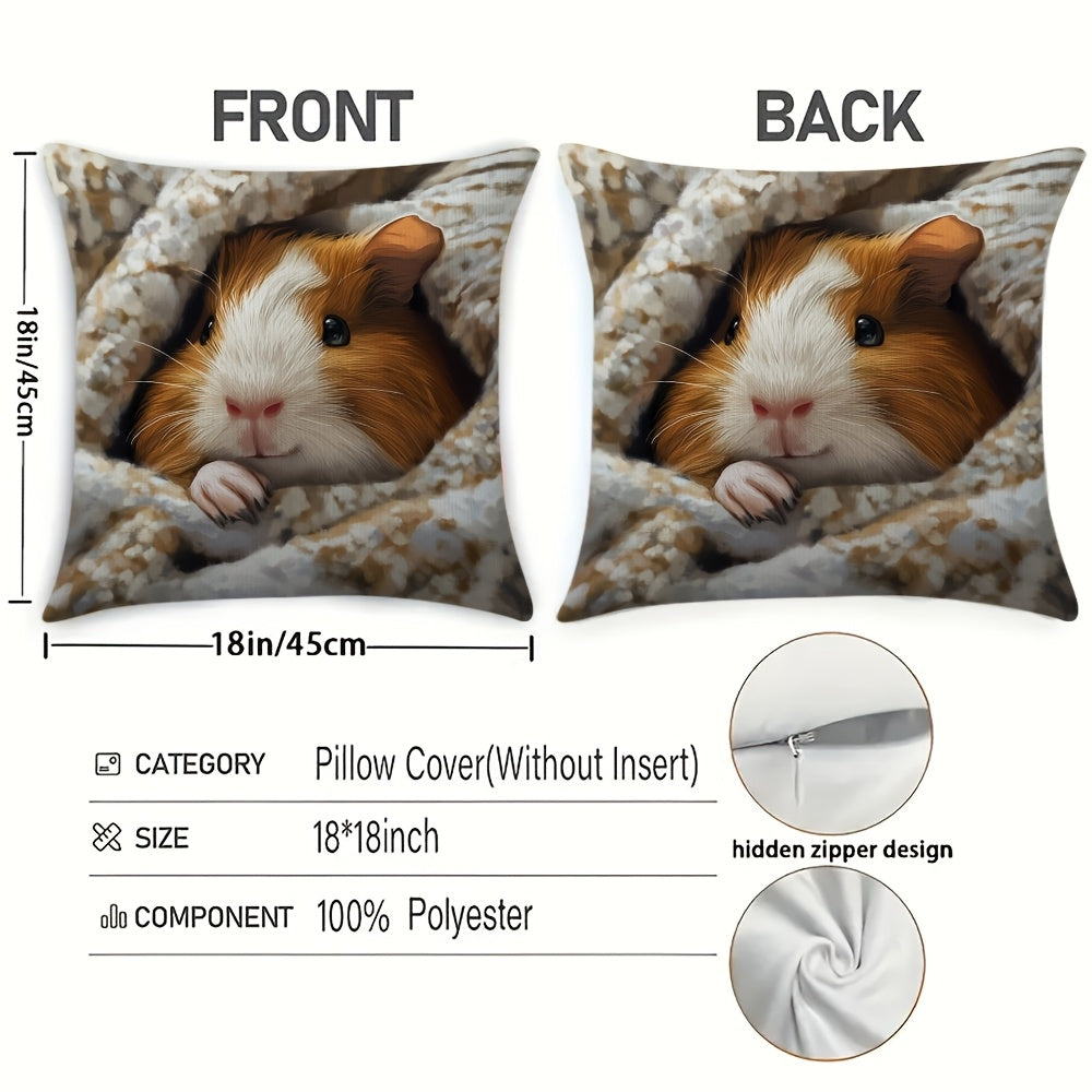 Charming Guinea Pig Throw Blanket featuring a dual print design and hidden zipper, ideal for adding a touch of charm to your sofa or farmhouse decor. Constructed from machine washable polyester, this cozy blanket is perfect for decorating for the