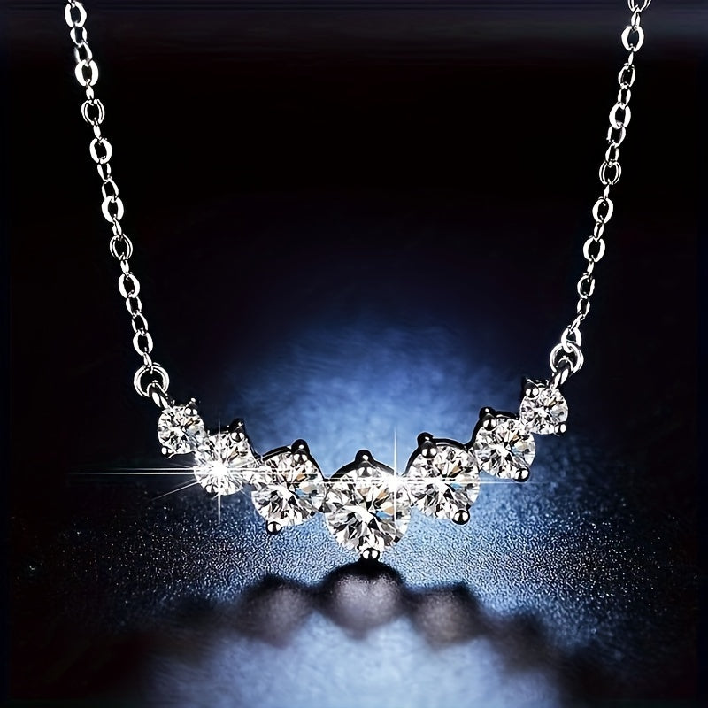 This stunning 925 Sterling Silver Mozambique Diamond Smile Necklace is suitable for both men and women. The couple style collarbone chain is fashionable and versatile, with a trendy luxury niche minimalist classic design. Perfect for your boyfriend or