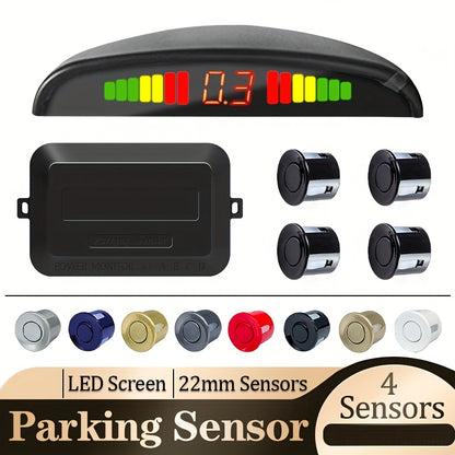 Hippcron Parking Sensor Kit: 4 probes, LED indicator, easy install, ultrasound detection, includes drill saw & 8 colors - Improve driving safety.