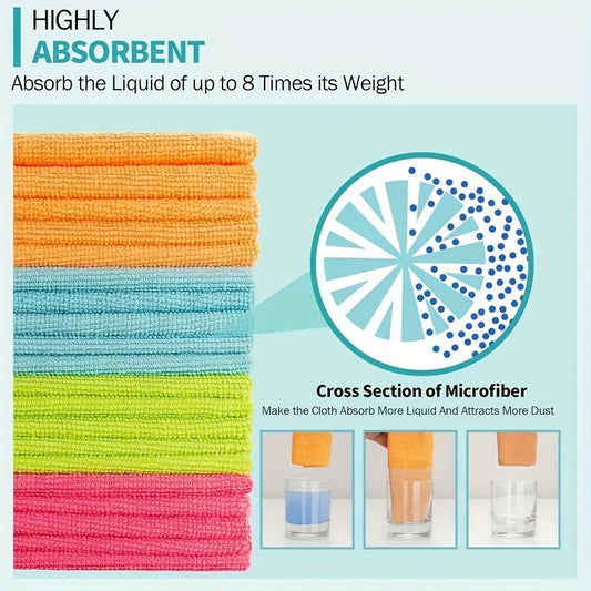 This set includes 50 ultra-absorbent microfiber cleaning cloths measuring 30.48x30.48 cm each. They are quick-drying, fade-resistant, and perfect for use in the kitchen, living room, and car. Ideal for all your kitchen cleaning needs.