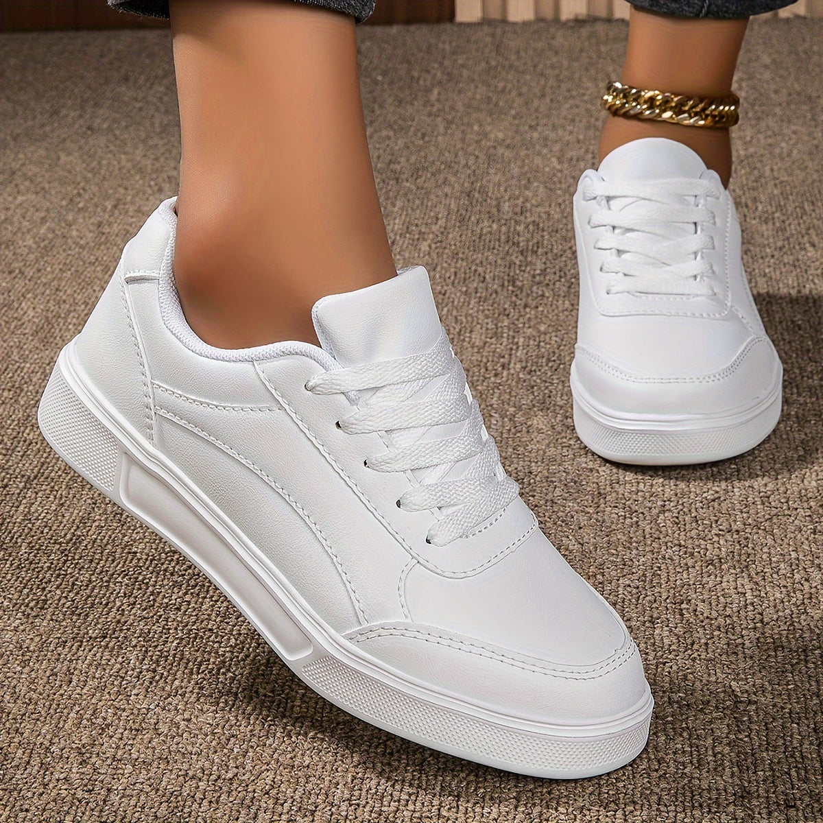 2024 White Women's Sneakers: Casual, Lightweight, Versatile for All Seasons