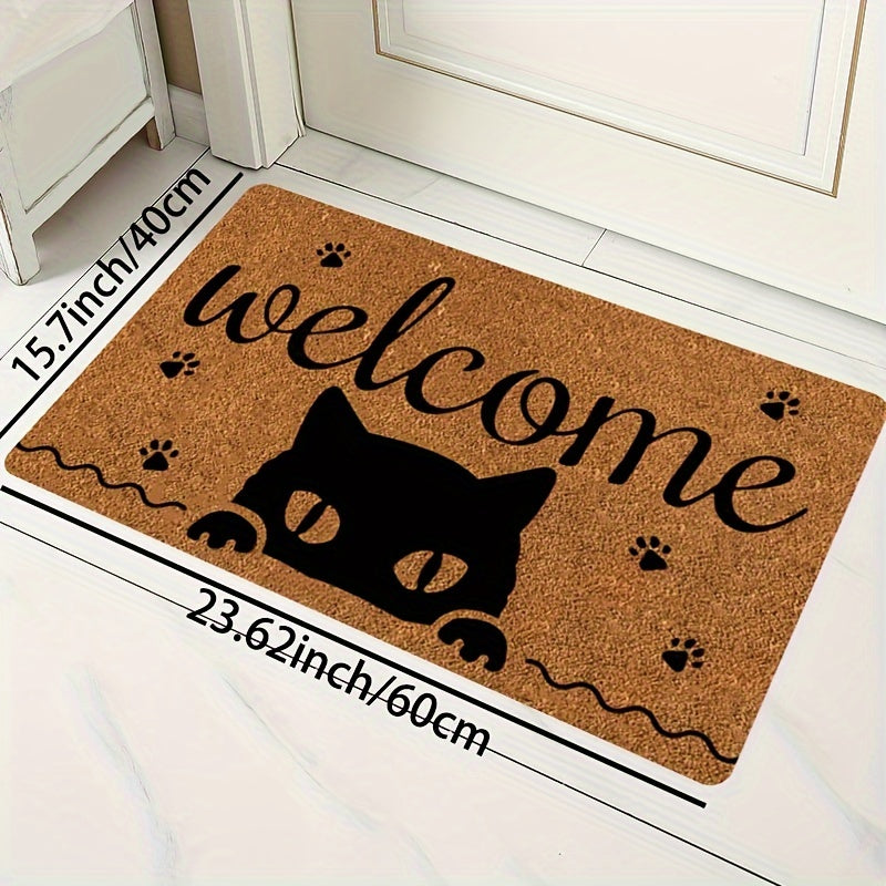 Creative Monogram Print Kitchen Mat featuring a Cute Kitten Paw Pattern, Anti-fatigue Bathroom Pad, Washable Area Rug, Perfect for Living Room Bedroom Entryway Home Decor. Great Indoors Room Supplies and Bedside Accessories. Ideal Spring Decor Gift.