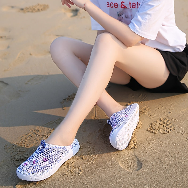 Women's Summer Beach Clogs: Star-patterned, multi-colored, lightweight, and comfortable unisex style