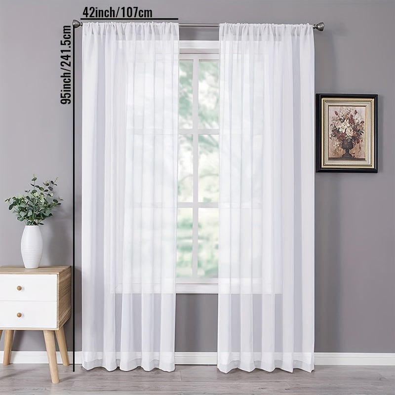 Set of 2 Linen Textured Semi-Sheer White Kitchen Curtains, Cafe Curtain Tiers with a Boho Farmhouse design. Perfect for Bedroom, Living Room, Home Decor, Basement Window or RV Camper.