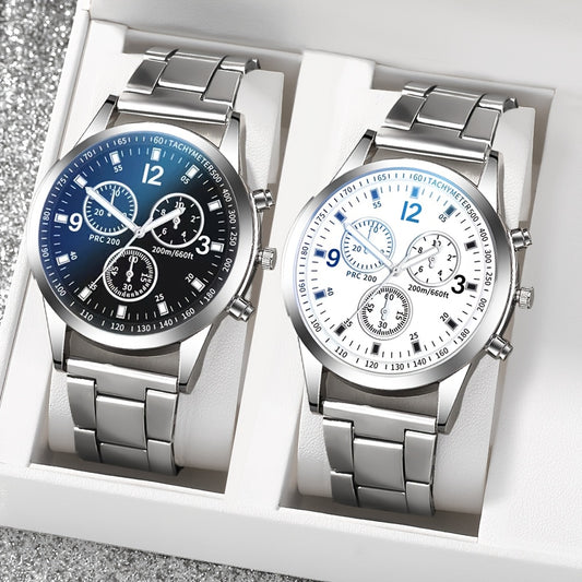 Elegant women's watch and casual men's watch set, suitable for all occasions. Great jewelry gift for dad, mom, girlfriend, boyfriend. Perfect for festive gifts. Box not included.