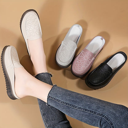 Women's slip on flat shoes with flower pattern, lightweight and comfortable.