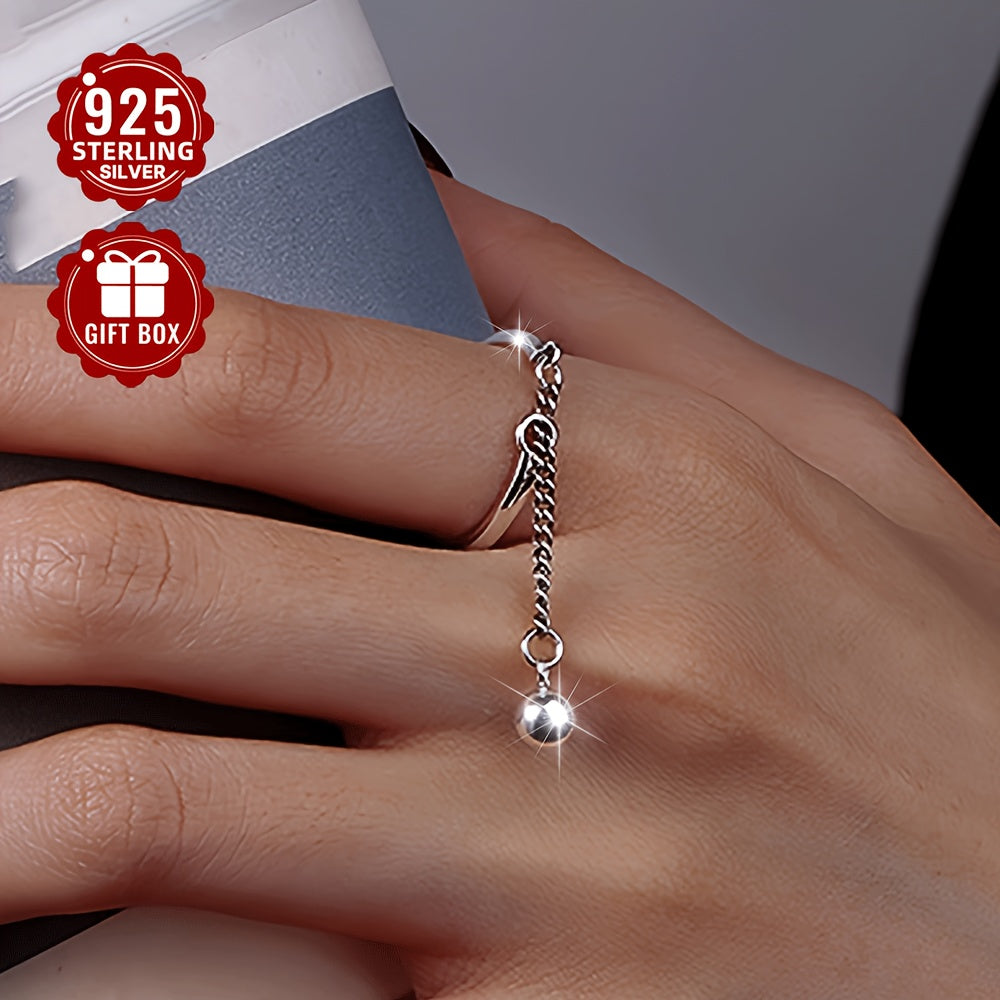 Versatile and simple, the 1PC S925 Sterling Silver Lucky Bead Tassel Plain Ring is a perfect accessory for women with a elegant temperament. This ring weighs about 1.9g and is suitable for both casual wear and formal occasions like banquets. Perfect for