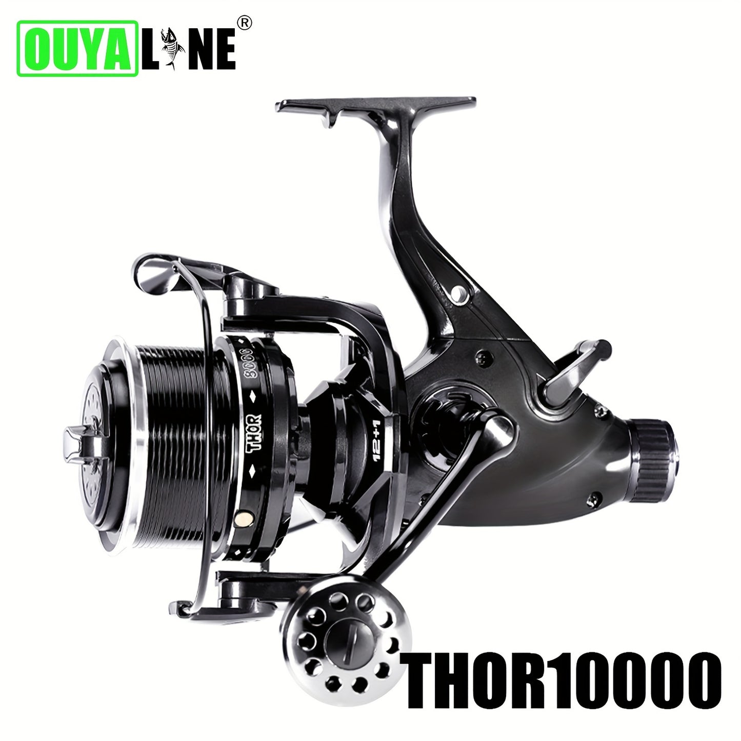 OUYALINE 1pc Spinning Fishing Reel with 10-25kg Strong Double Drag, 7+1BB, Carp Fishing Tackle.