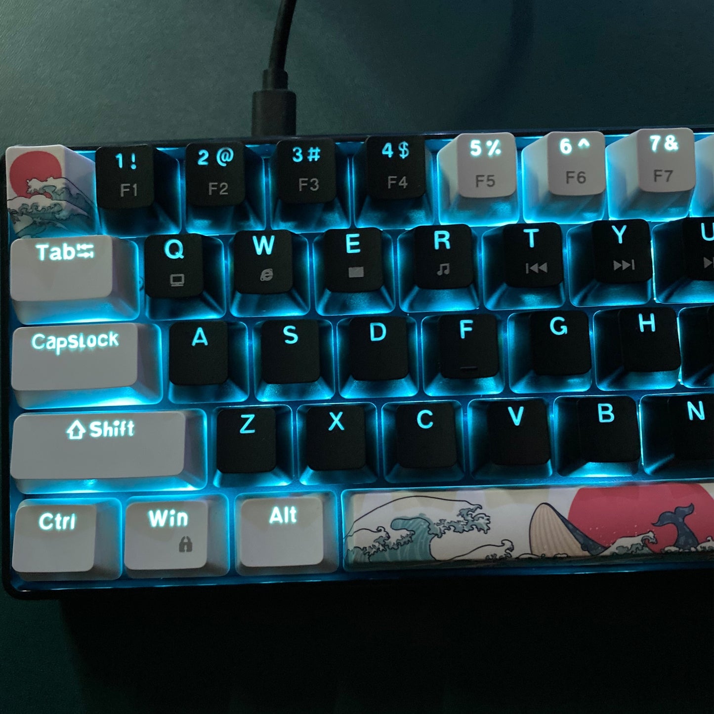 Compact 60% mechanical gaming keyboard with ice blue LED backlit and 68 keys. Features blue switch for Windows laptop and PC. Perfect gift for birthdays, Easter, President's Day, for boys