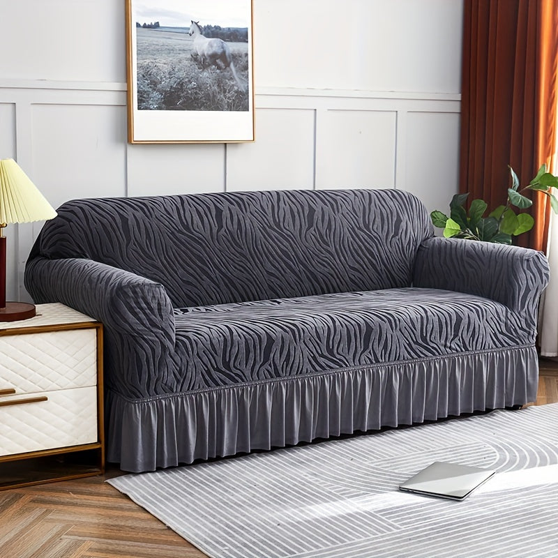 Stretch integrated sofa slipcover for home decor protection.