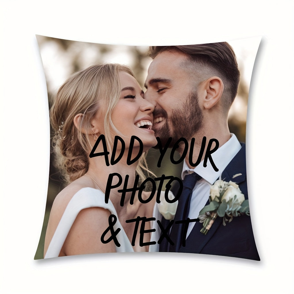 Personalized 18x18 Pillow Cover - Great for Home Decoration & Celebrations such as Valentine's Day, Christmas, Thanksgiving, New Year - Wonderful Family Gift & Anniversary Gift, Printed on one side, Made of Polyester