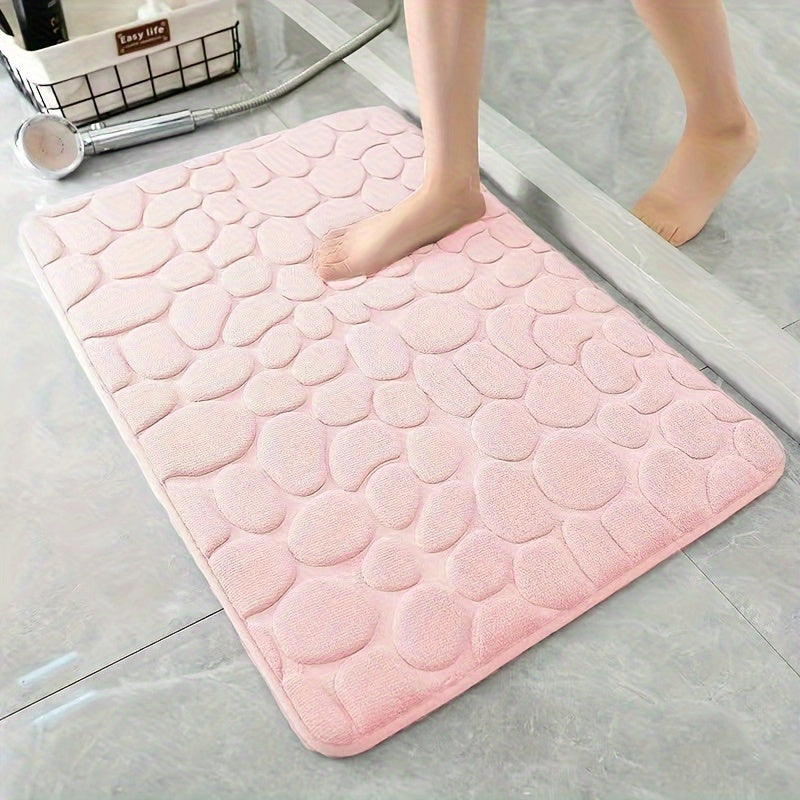 Memory Foam Pebble Bathroom Mat, 1-piece 
- Made of 700gsm Woven Polyester 
- Non-Slip and Absorbent Bath Rug 
- Can also be used as a Door Mat, Bedroom Carpet 
- Features a 1.5cm Thick Backing 
- Provides a Comfortable Bath Floor Experience