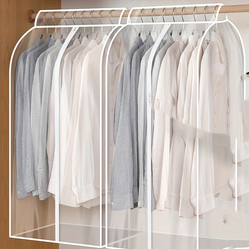 Durable Clear Hanging Garment Cover - Reusable PVC Clothes Protector Bag, Waterproof Wardrobe Dust Cover with Undercounter Mounting for Bedroom Storage, Stain Resistant and Washable Design