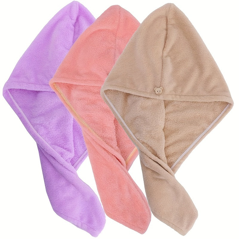 3/4 Super soft hair drying towels with buttons for all hair types.