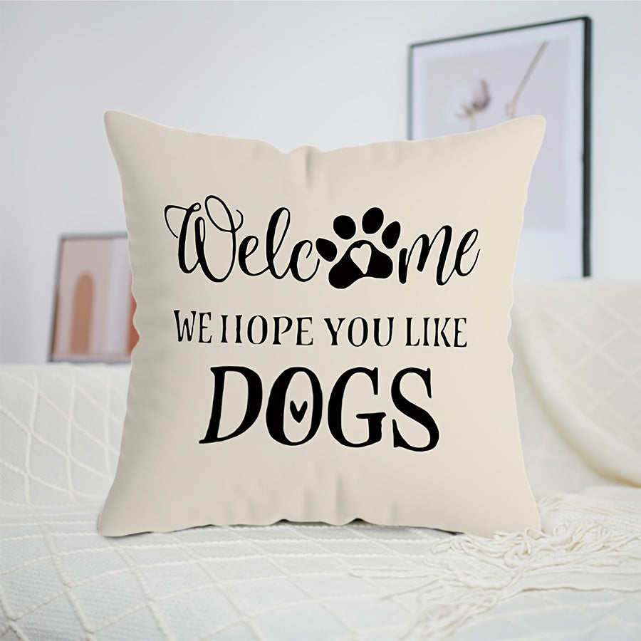 This MEMNUN Dog Lover's Delight Throw Pillow Cover is the perfect addition to any pet lover's home decor. Featuring a combination of humorous paw print designs and heartfelt quotes, this soft polyester cover measures 44.96 x 44.96 cm and includes a