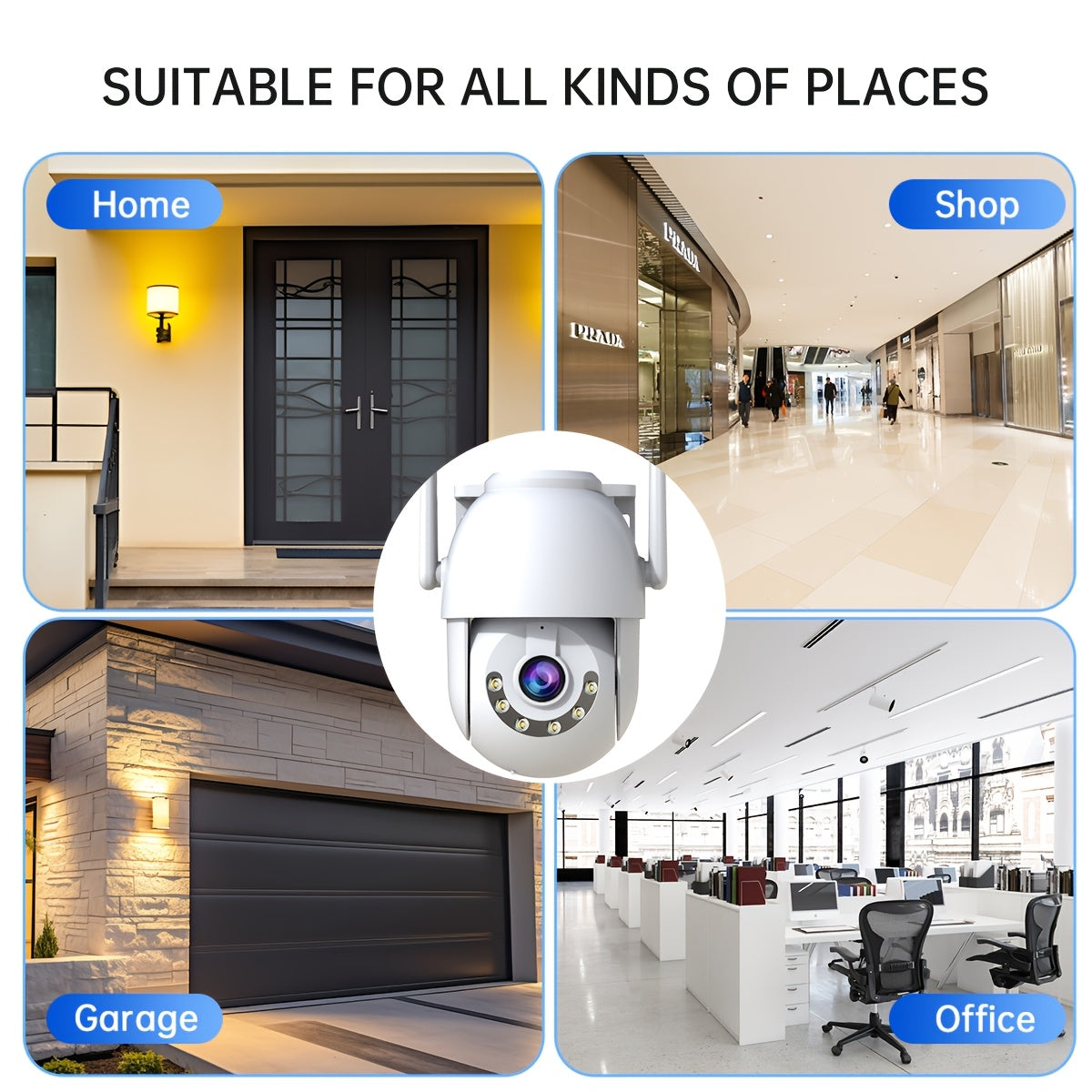 JOOAN Wireless Security Camera with 1080p HD Resolution, Wall Mountable, 355° Pan and 90° Tilt, Two-Way Audio, Full Color Night Vision, 2.4G WiFi Connection, IPX6 Waterproof, USB Power, Compatible with Smartphones, Ideal for Home Surveillance.