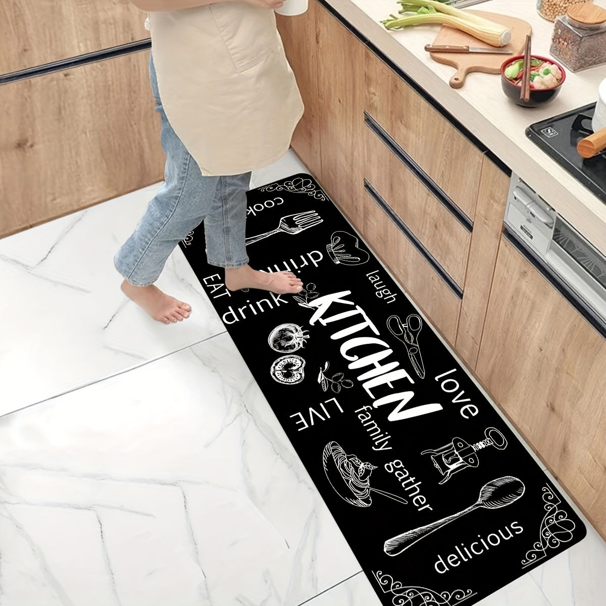 Anti Fatigue Kitchen Mat provides comfort, durability, and safety in the kitchen. This non-slip cushioned rug is perfect for standing in the kitchen for long periods of time. It is heavy duty and waterproof, making it ideal for use in the kitchen