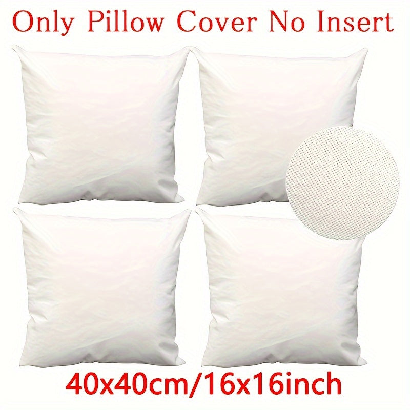 Pack of 4 machine-washable white pillow covers in solid polyester, zippered for easy use. Suitable for various room styles. Decorative sofa cushion covers, no insert included.