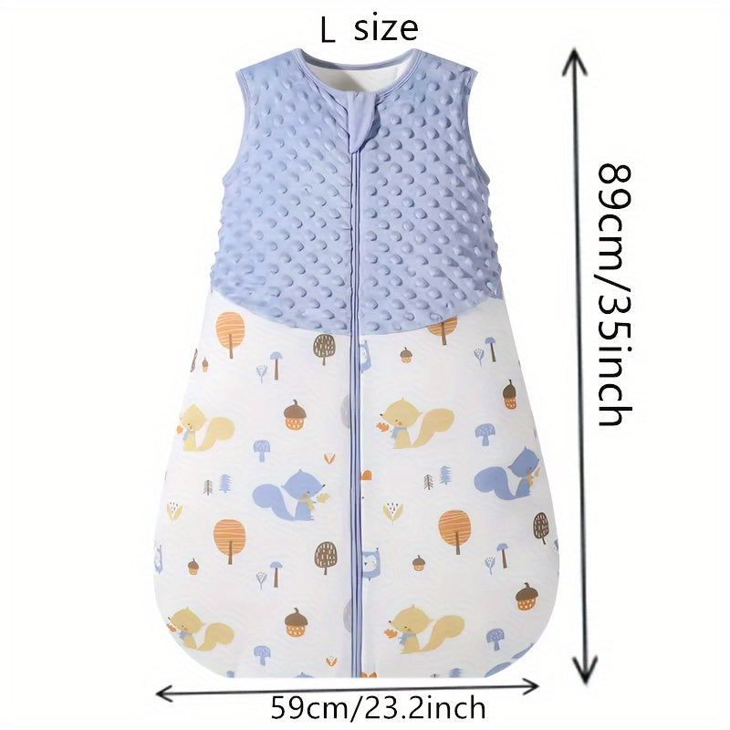 Cotton Baby Sleeping Bag with Animal Print Design, Zipper Closure, and Sleeveless Wearable Design for Strollers, Suitable for Ages 0-3 Years, with 1.5 TOG Rating