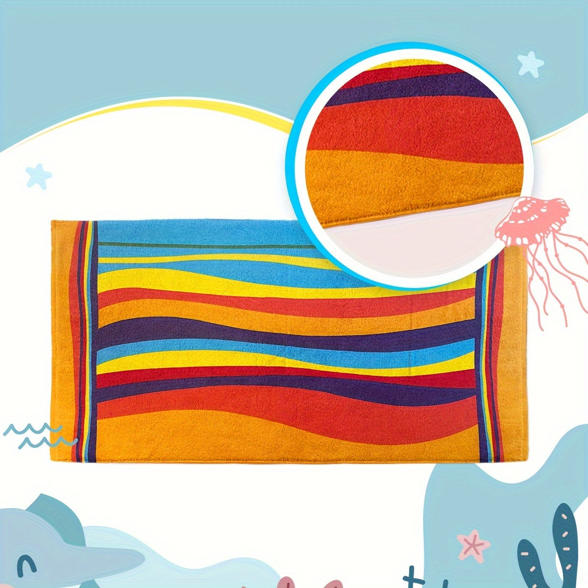 XL Striped Beach Towel - Soft Microfiber, Quick-Dry, Sand-Free - Ideal for Travel, Yoga, Camping, Swimming - Machine Washable