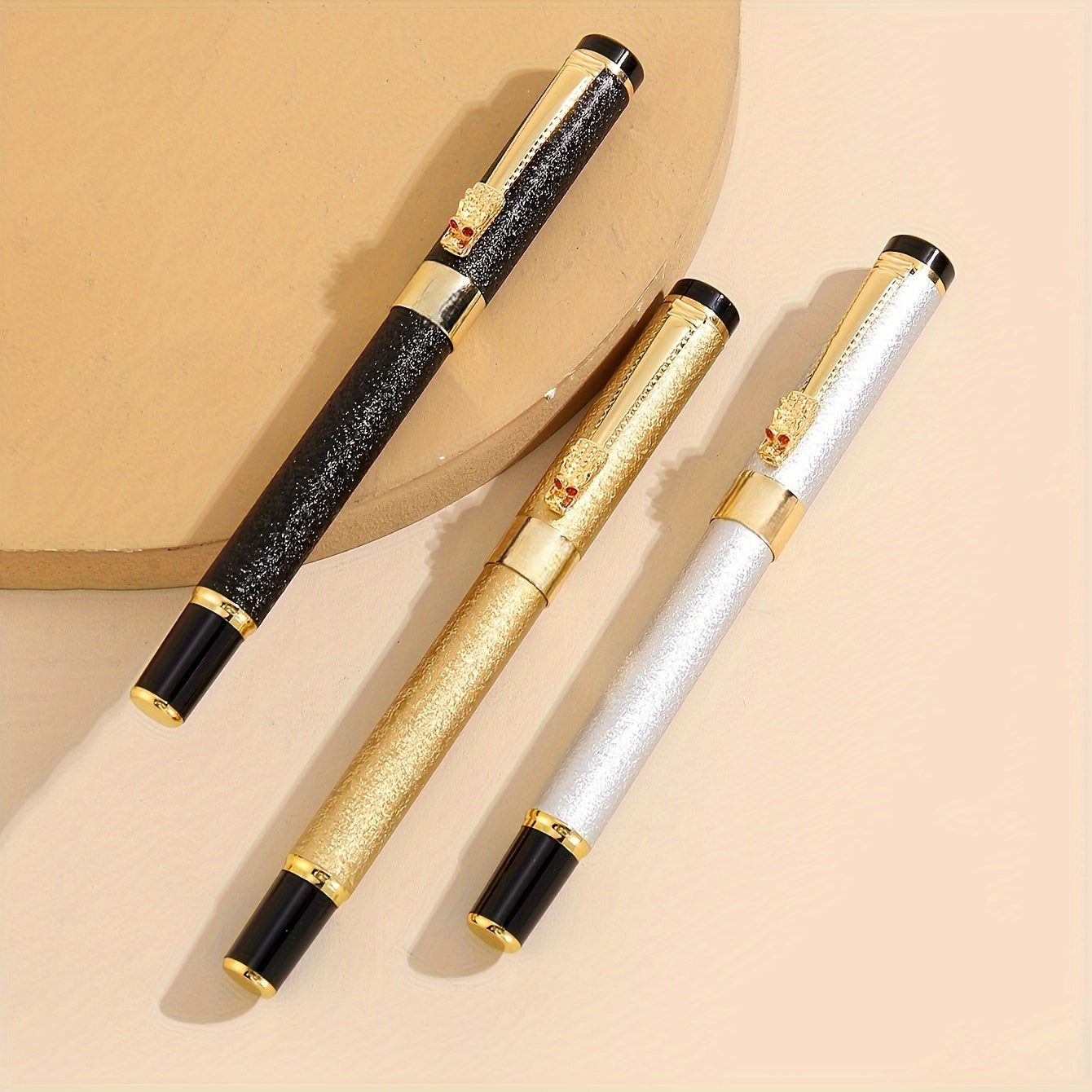 Luxury matte metal fountain pen with 0.5mm iridium nib for smooth writing, ideal for office use and daily writing.