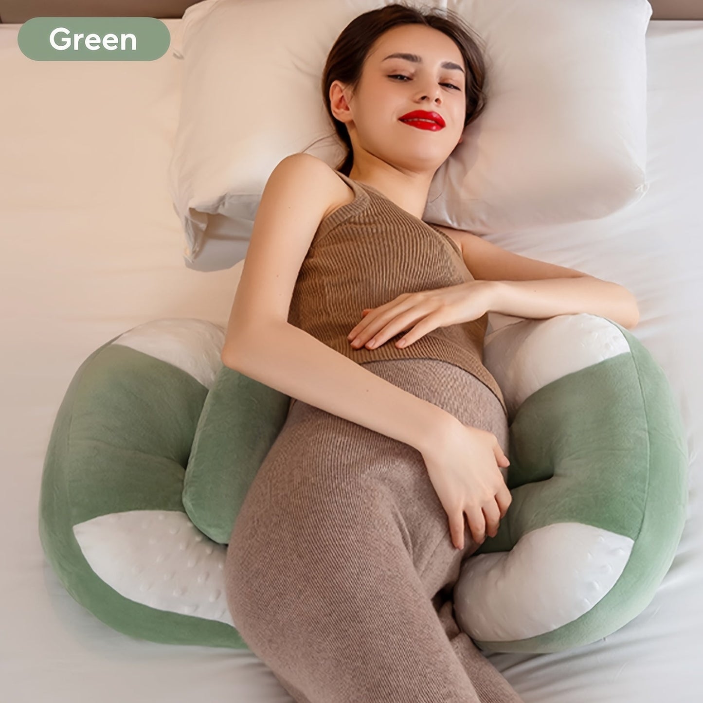 The Joyncleon U-Shaped Maternity Pillow is a versatile and lightweight option for expecting mothers. Made of polyester fiber, this pillow provides medium soft back support and is easily adjustable to suit your comfort needs. Its portable and flexible