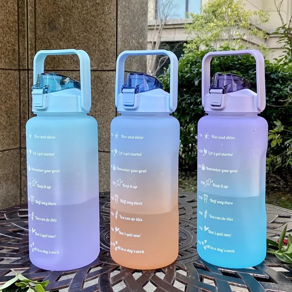 Gradient sports water bottle with 2L capacity, straw and handle, PVC free, lockable lid for climbing and outdoor activities.