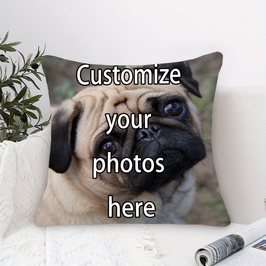 Soft plush pillow cover in 45.72x45.72cm featuring adorable Pug design - Ideal for enhancing home or office decor, perfect for bedrooms and living room sofas (Pillow not included)