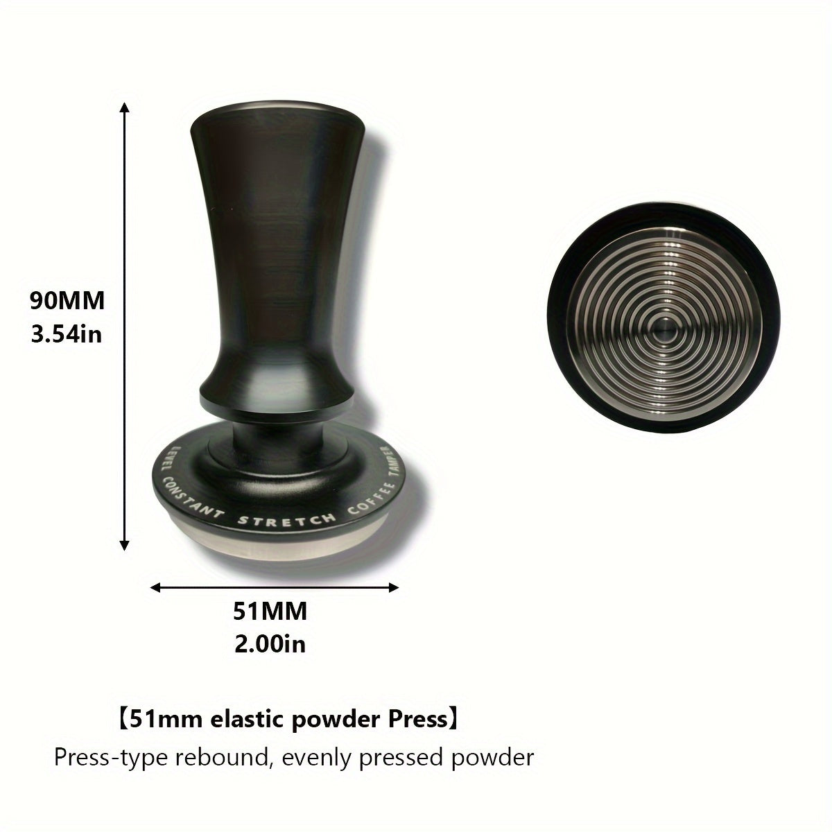 High-Quality Stainless Steel Espresso Tamper featuring Calibrated Spring - Available in 51/53/53.7/58mm Sizes, Long-lasting Carbon Brazed Coffee Tamper with Ripple Base for Even Ground Distribution, Essential Espresso Accessory