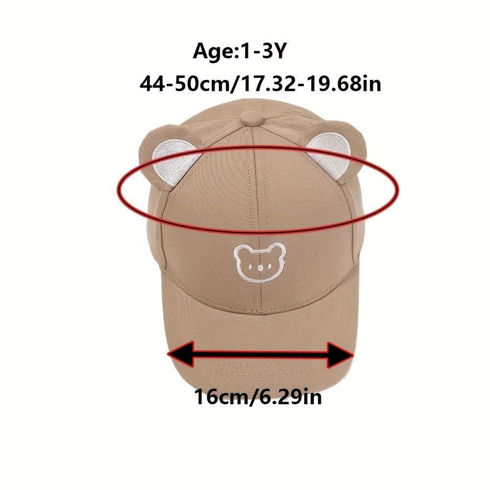 This cute baseball cap is perfect for babies aged 1-3 years, with a head circumference of 44-50 cm. Suitable for boys and girls to wear during spring and autumn outings, beach trips, and