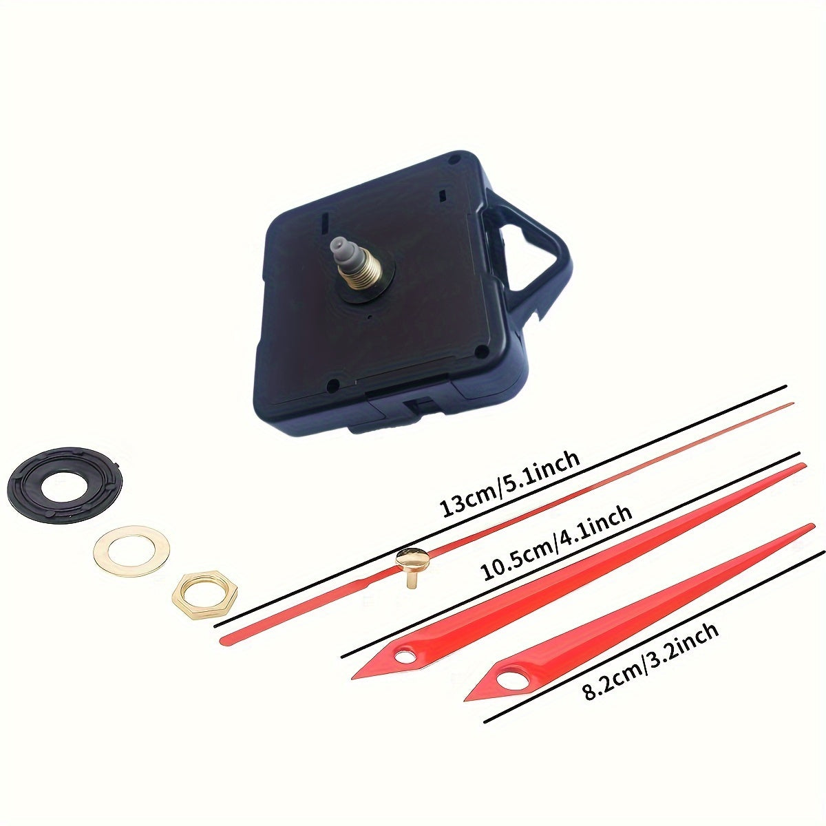 1 Set of DIY clock accessories including a silent wall clock movement, scanning clock movement, and red clock hand.