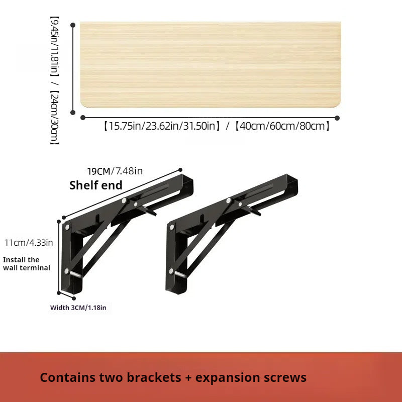 White wooden wall-mounted folding desk with adjustable computer monitor and laptop stand made of cork material, perfect for home and office organization in kitchens and dorms.