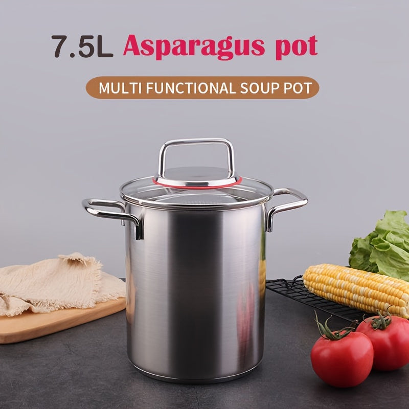 Get the GOOD HARVESTER 7.5L Stainless Steel Stockpot with Lid for all your cooking needs. This versatile pot can be used for making soups, frying, stewing, and more. The pot is dishwasher safe and features a brushed finish for easy cleaning. It also