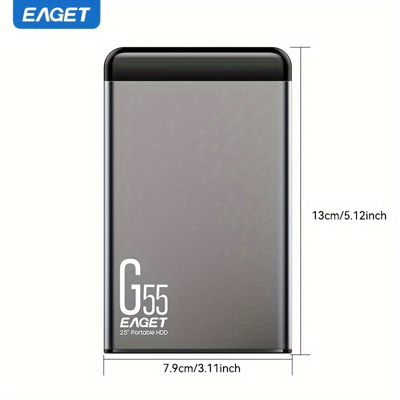 EAGET portable high-speed external hard drive with large capacity, suitable for games, files, videos, and music.