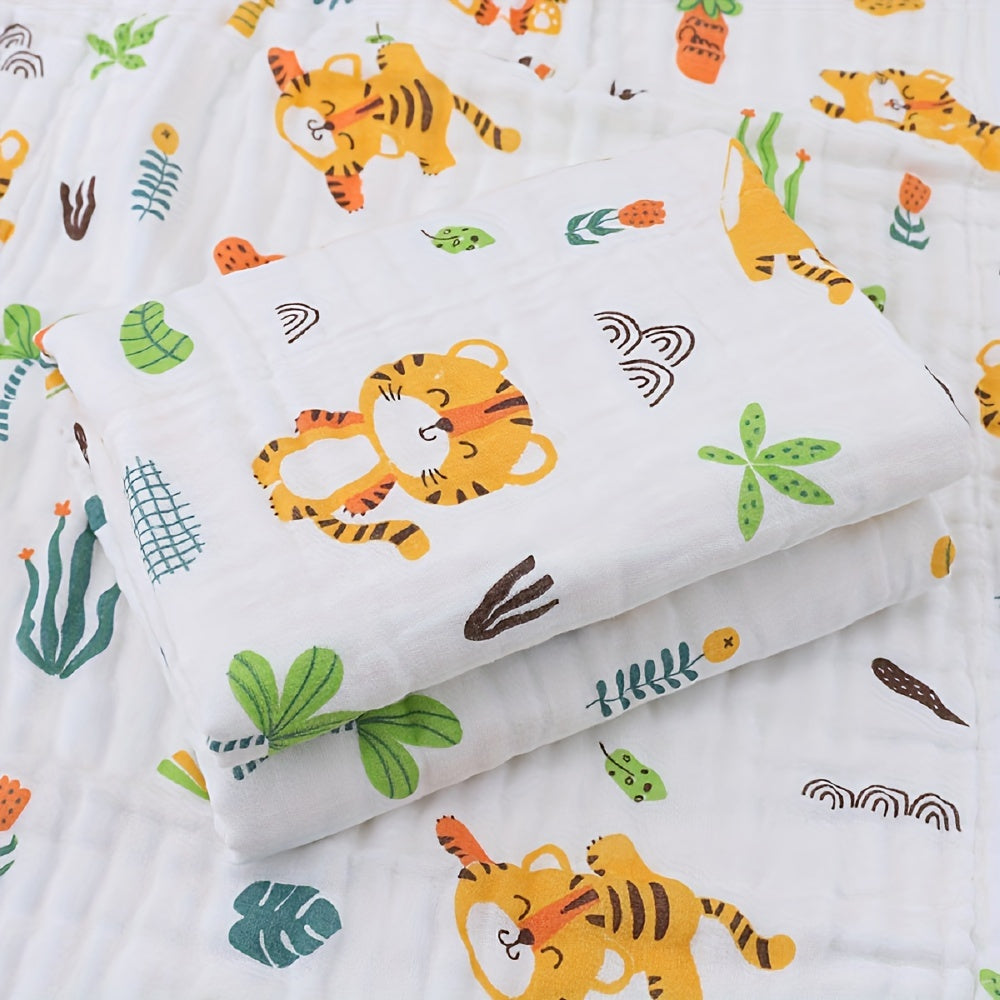 Soft 6-Layer Gauze Baby Bath Towel, Super Absorbent Muslin Swaddle Blanket with Avocado Banana Print, Knitted Fabric, for Ages 0-3