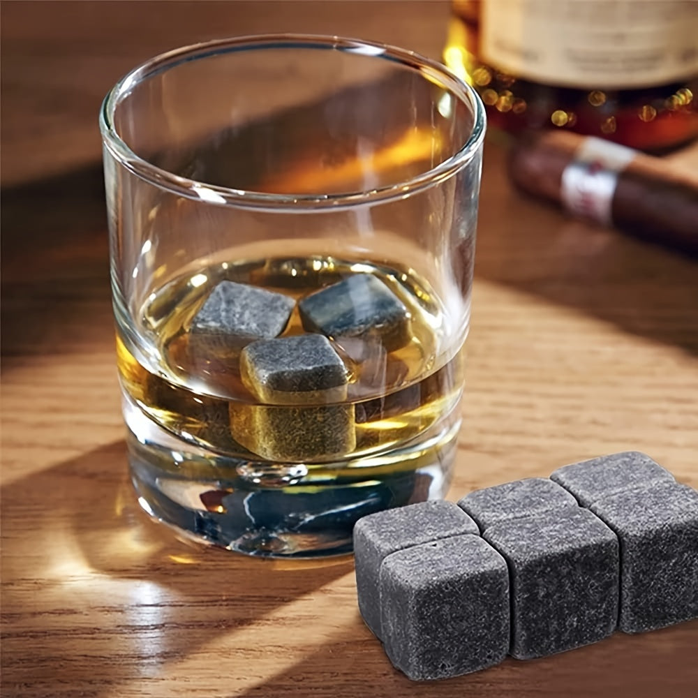 Whiskey Stones Gift Set - Includes 6, 9, or 12pcs of Ice Stones, Ice Cubes Chillers, Reusable Chilling Rocks Stone - Perfect for Father's Day, Anniversary, Birthday or as a Gift for Men - Complete Wine Set