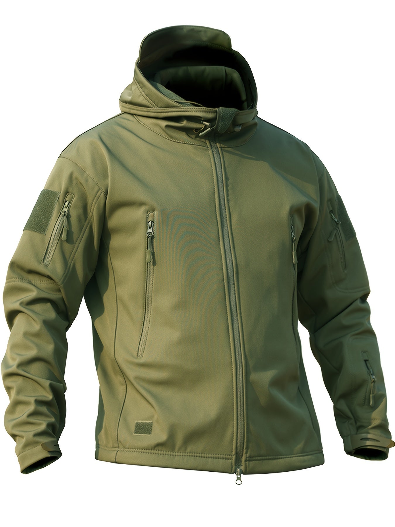 Men's tactical jacket and cargo pants set with fleece lining - perfect for outdoor activities in cold weather.