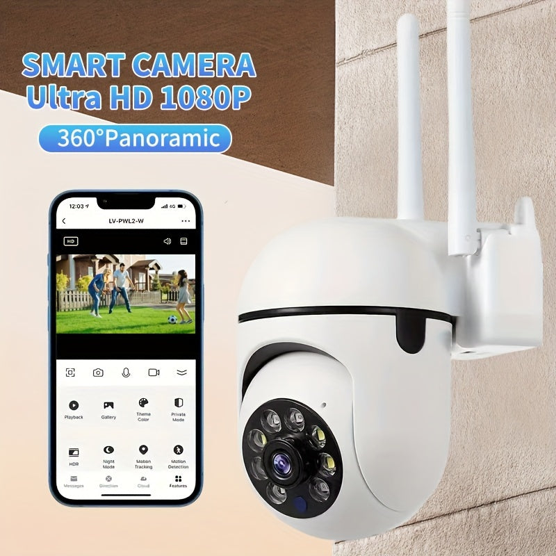 Monitor your home outdoors with the 1080P HD Wireless Home Security Camera. This camera features night vision, USB charging, and smartphone app control for easy monitoring.