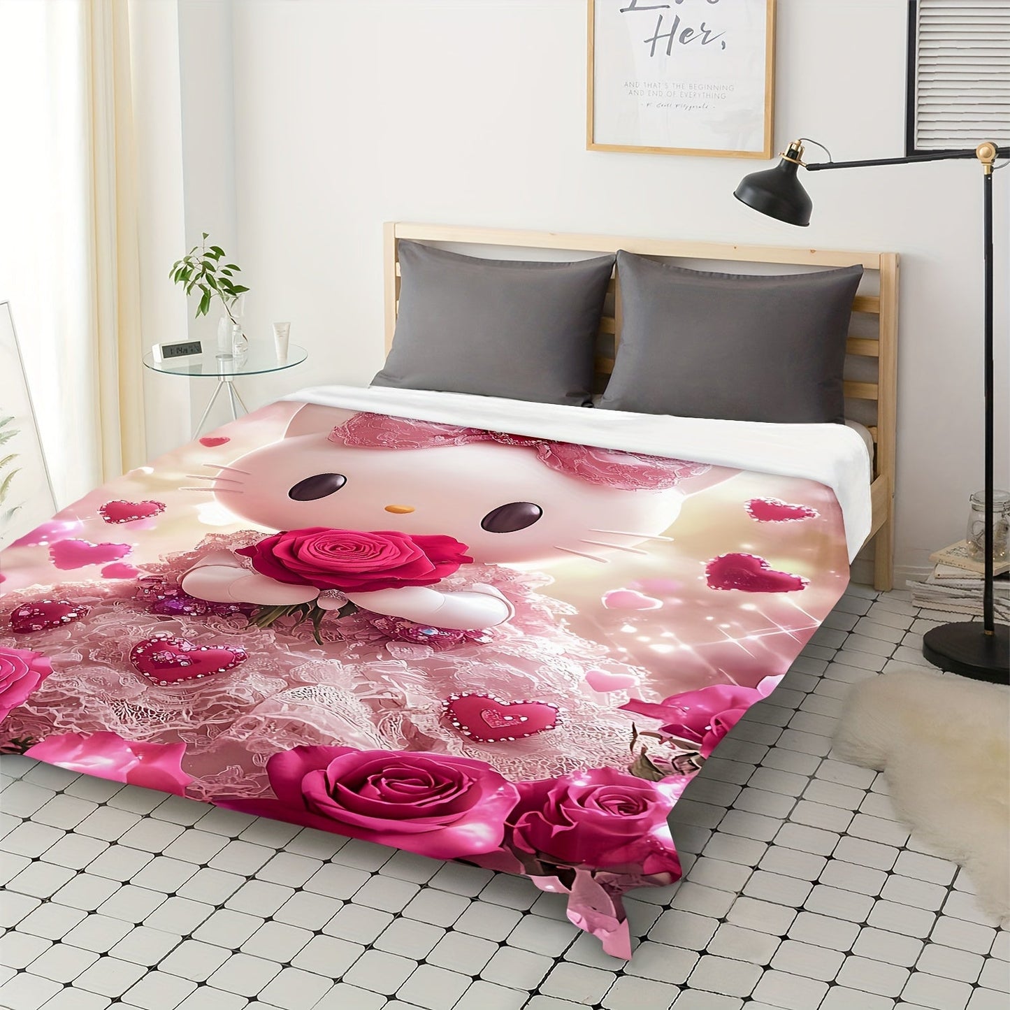 Get cozy with the Sanrio Hello Kitty Print Throw Blanket! This soft and lightweight blanket is perfect for snuggling up on the couch, sofa, bed, or even while traveling or camping. It's the ideal size for throwing over a chair and is perfect for use all