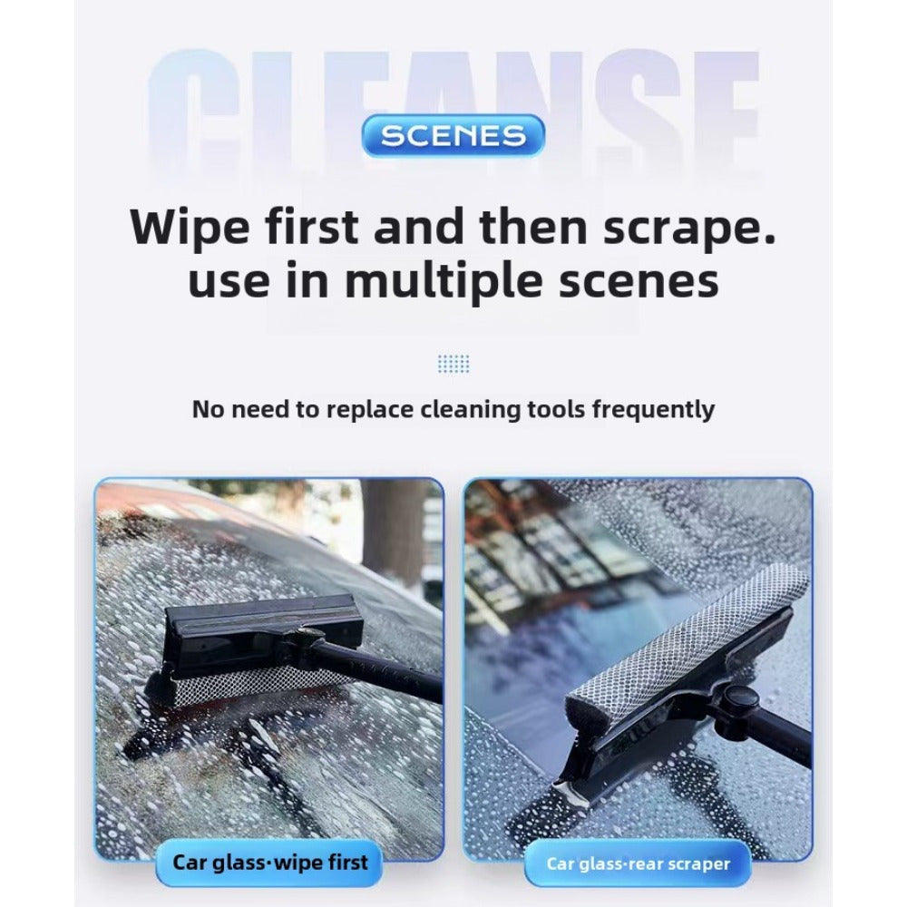 The Versatile Double-Sided Glass Cleaning Tool is a 1pc product with an Extendable Stainless Steel Handle. It features a Soft Silicone Scraper & Sponge Head for Effortless Cleaning of Windows, Kitchens, and Bathrooms. This Window Cleaning Accessory is a