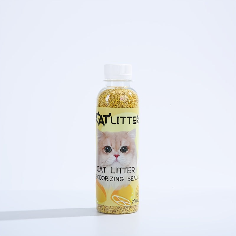 1 bottle of cat litter deodorizer eliminates odors and freshens the litter box air with a cattery fresh scent, safe for cats.