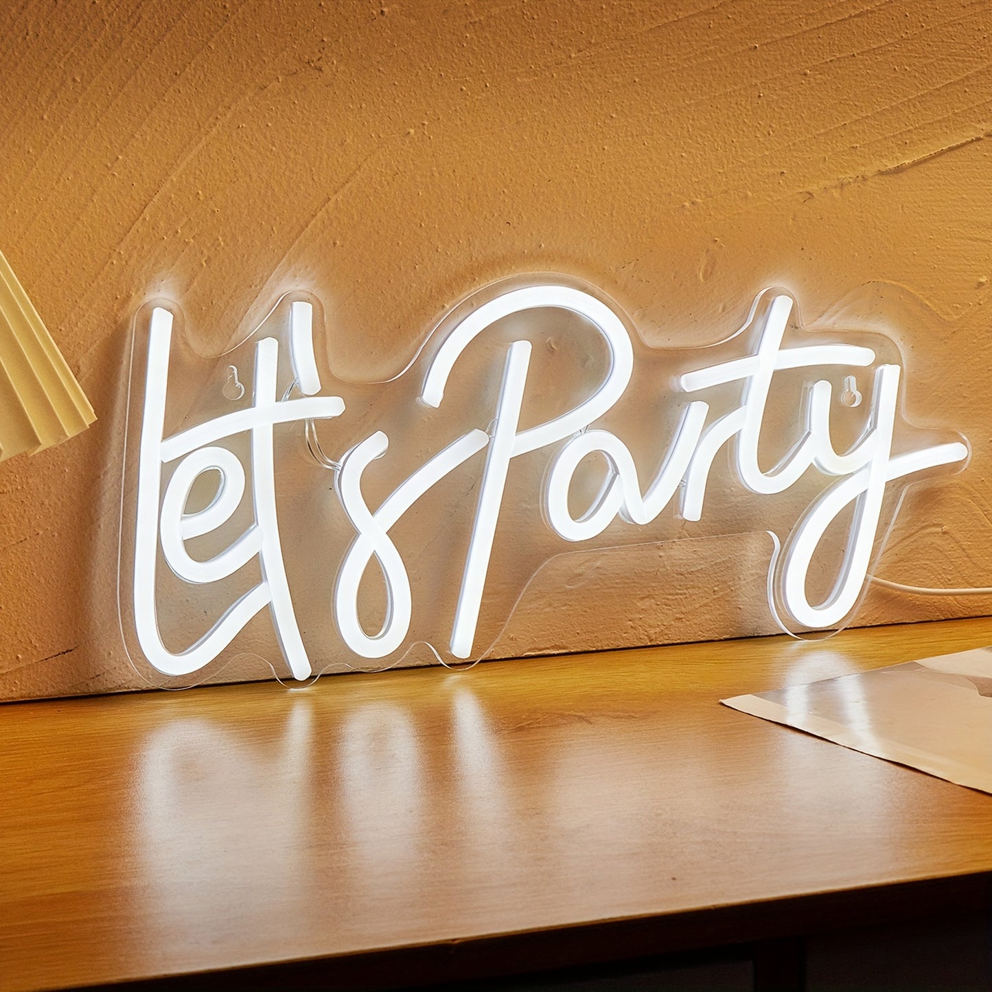 White LED Neon light sign for parties, USB powered for bedroom wall decoration. Great for festivals, weddings, and as a multipurpose decorative wall lamp.