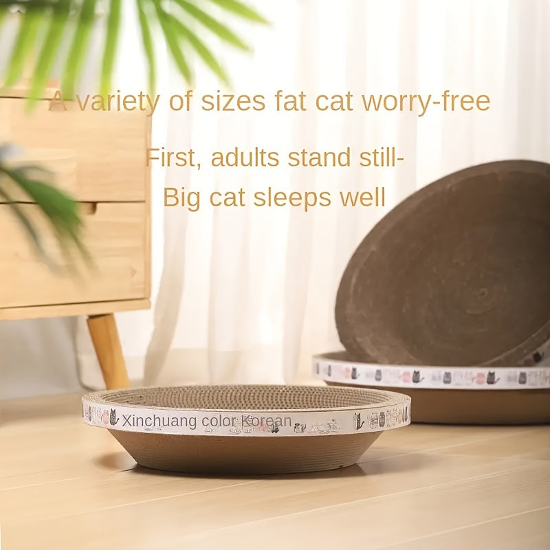 Sturdy cat scratching board with bed, keeps sofa scratch-free, oval post