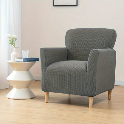 Modern armchair slipcover with slip-resistant design, machine washable polyester/spandex, and elastic-band closure - fits standard armchairs.