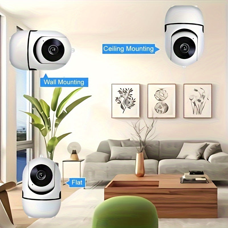 Wireless security camera with 1080P HD, auto-tracking, motion detection, night vision & two-way audio - perfect for home monitoring.