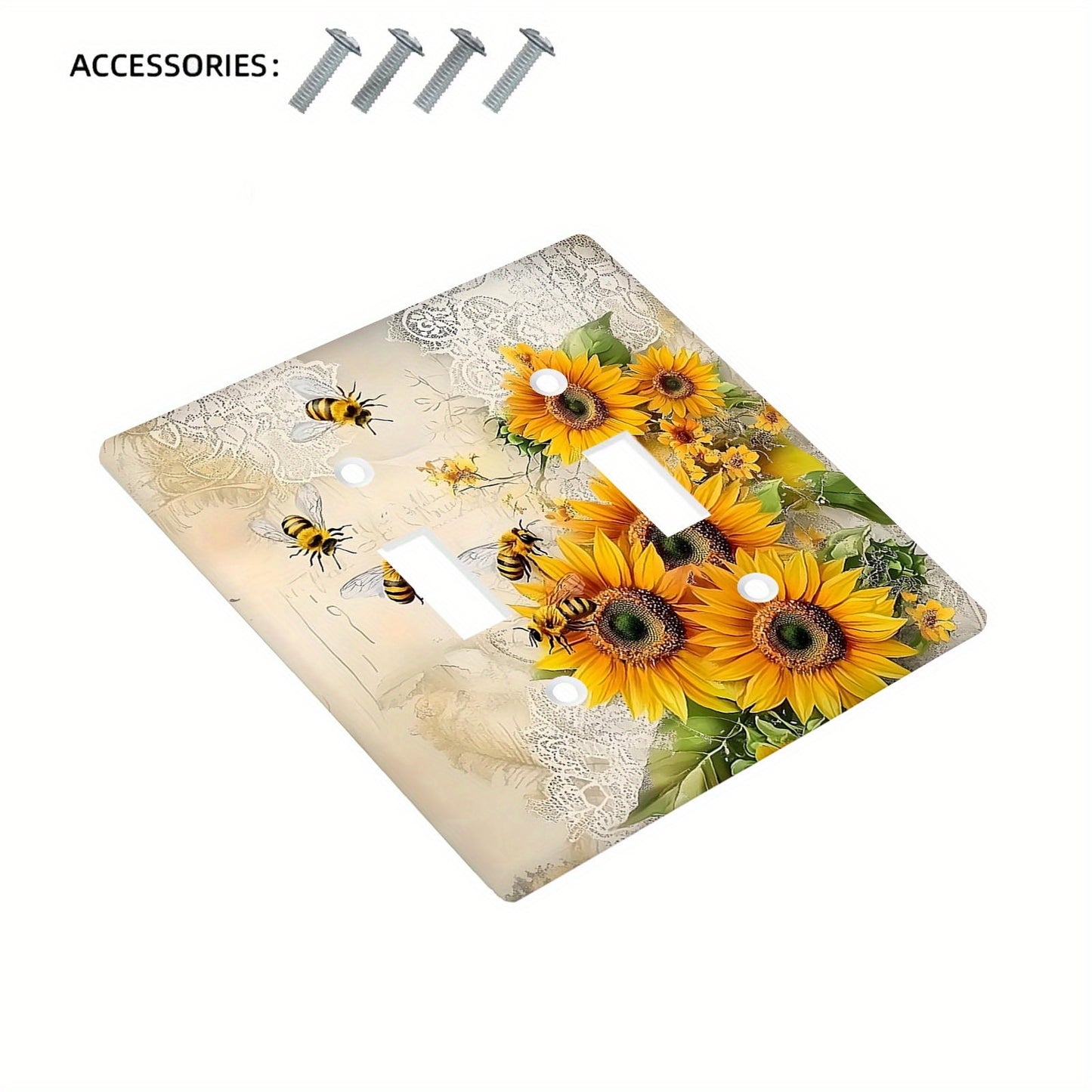 Decorative sunflower and bees light for switch cover, easy to install in kitchen, bathroom, or bedroom. Available for 1 or 2 gang switches.